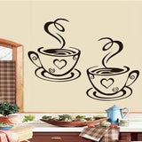 Double Coffee Cups Wall Stickers On The Kitchen
