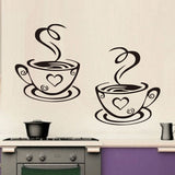 Double Coffee Cups Wall Stickers On The Kitchen