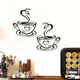 Double Coffee Cups Wall Stickers On The Kitchen