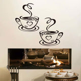 Double Coffee Cups Wall Stickers On The Kitchen